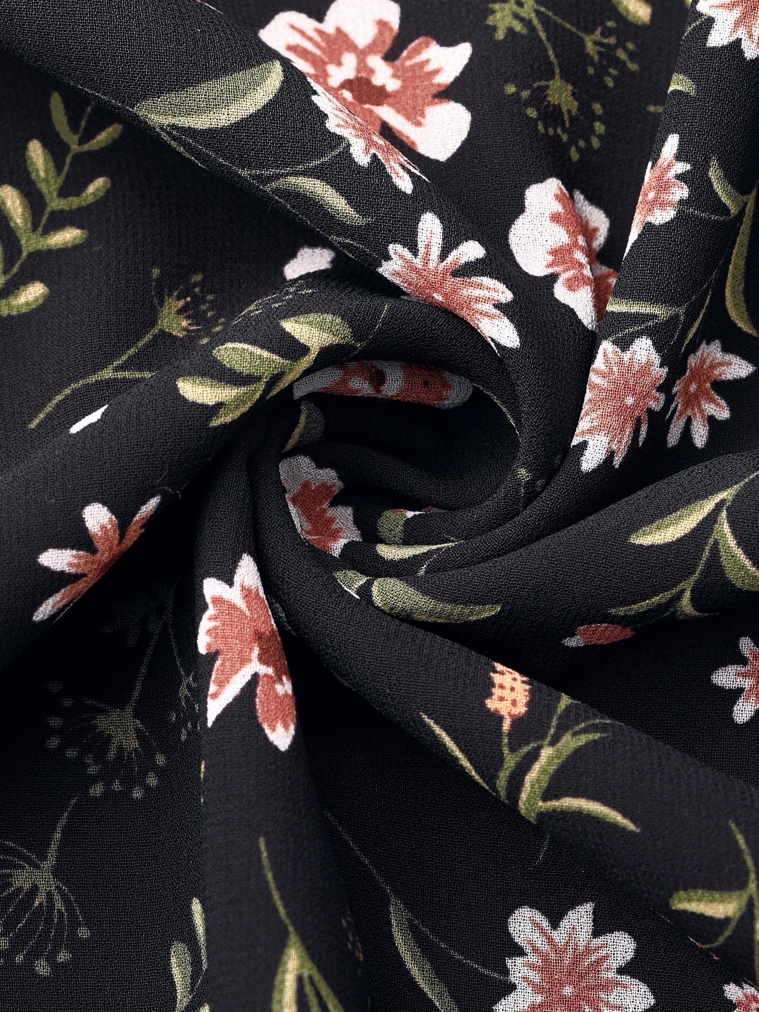 DARING DIVA Fall Floral Long Sleeve Chiffon Midi Dress XS Black