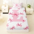 thumbnail image 3 of Erosebridal Initial Alphabet L Twin Sheet Sets,Dreamy Princess Bowknot Bedding For Bowtie Girls 3pcs, 3 of 6