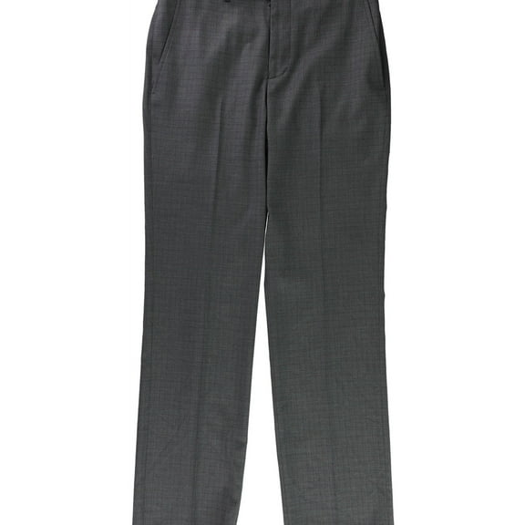 Kenneth Cole Mens Plaid Techni-Cole Dress Pants Slacks, Grey, 35W x 32L