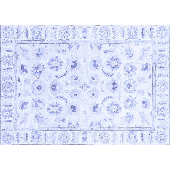 Ahgly Company Machine Washable Indoor Rectangle Oriental Blue Traditional Area Rugs, 8' x 10'