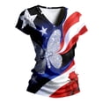 thumbnail image 5 of WEIWEN 250th Anniversary USA Shirt Women America 250 T Shirts V Neck Short Sleeve Celebration Patriotic USA Flag Printed 1776-2026 Tshirts Shirts for Women Tops Blue M, 5 of 7