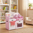 thumbnail image 4 of Redsmile Play Kitchen,Wooden Kids Kitchen Playset,Strawberry Pretend Play Toy Realistic Kitchen Cookware Microwaves,Pots,Kettles,Spatula and Faucets,Gift for Girls Boys Ages 3+,Pink, 4 of 9