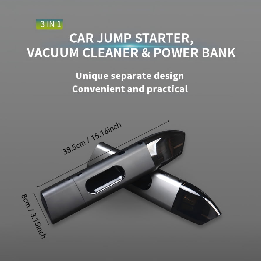 8000mAh battery capacity mobile power bank, can be used as a car starter and vacuum cleaner, dual filtration system, 5000Pa suction power, three-in-one function, ideal holiday gift choice power bank