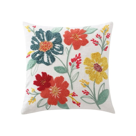 Better Homes & Gardens Decorative Throw Pillow, Embellish Floral, Square, Multi, 20x20, 1Pack