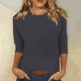 thumbnail image 2 of KDDYLITQ 3/4 Sleeve Tunics Plus Size Women Tops Business Casual Round Neck Tshirt Ladies Tops and Blouses T-Shirts Gray XL, 2 of 5