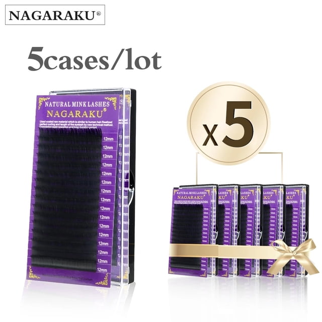 NAGARAKU 5 Fundas Lot Extensión De Pestañas Individual Clásica De Una Sola Longitud Premium