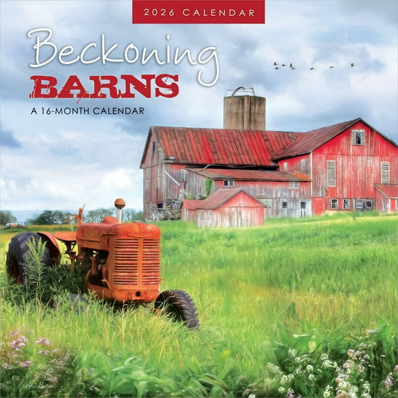 Beckoning Barns | 2026 7x14" (Hanging) Monthly Mini Wall Calendar | Hopper Studios