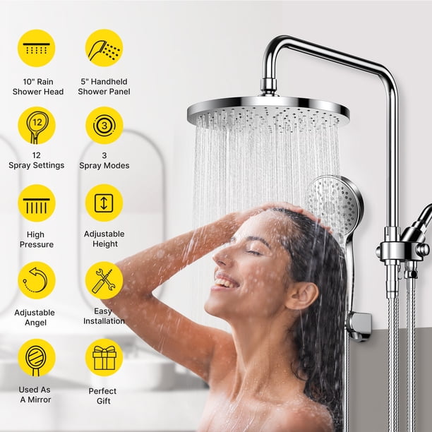 OURBAOFU Tandem Shower – Dual Shower Heads For Couples + Handheld, High Pressure