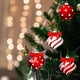 thumbnail image 5 of Adornos navideños de bolas de caramelo rojas y blancas, bolas navideñas colgantes de menta con purpurina de 8 cm para decorar el árbol, adornos de bolas rojas y blancas con forma de bastón de caramel, 5 of 9