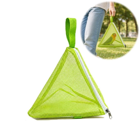 OADUKQ Parrot Travel Carrier, Portable Triangle Mesh Bird Carrier, Outdoor Walks and Vet Visits, Green, 9.06 X 8.66 X 10.63 in