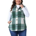 thumbnail image 2 of DARING DIVA Women's Plus Size Plaid Coat Slash Pocket Sleeveless Vest 4X Green, 2 of 6