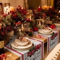 thumbnail image 3 of Christmas Cotton Linen Table Runner for Dining Kitchen, Xmas Truck Tree Snowflake Red Striped Retro Wedding Outdoor Party Tablerunners Decoration, Dresser Scarf Coffee Tablecloth Runners 13x36 Inches, 3 of 9