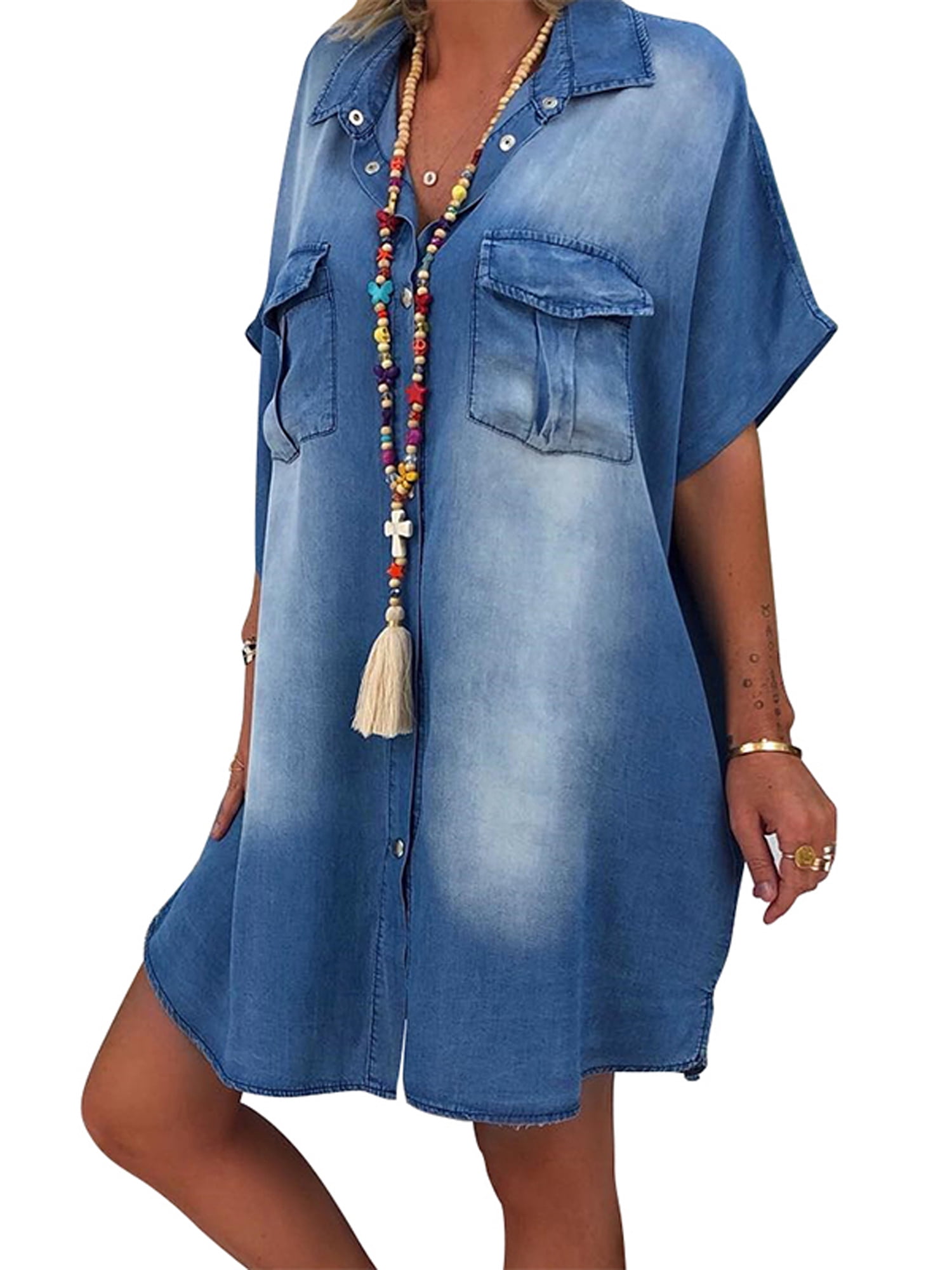 short sleeve blue jean dress