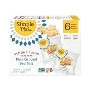 Simple Mills Fine Ground Sea Salt Almond Flour Crackers Snack Packs, 0.8 oz, Pack Of 6