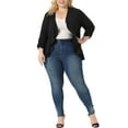 thumbnail image 2 of Cárdigan Plus Size Agnes Orinda para Mujeres, Suave, de Manga 3/4, Abierto, Corto, Shrug, Bolero, Cárdigans, Chaqueta 3X Negro, 2 of 6
