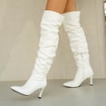 thumbnail image 6 of Womens Tall Boots Winter Casual Knee High Boots Solid Color Pointy Toe Side Zipper Stiletto Heel Dressy Long Boots for Party Daily Wear, 6 of 8