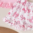 thumbnail image 5 of HCNTES Toddler Girl Casual Set Easter Outfit For Girls Bow Graphic Tee and Shorts 2 Piece Set Summer Toddler Girl Clothes, 5 of 7