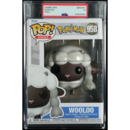 Pokemon, PSA Graded 10 GEM MINT, WooLoo Collectible Vinyl Figure #958, Fully Encapsulated Bundle with Compatible Funko Pop! PSA Hard Protector Case