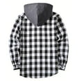 thumbnail image 3 of LTTVQM Mens Flannel Hoodie Shirt Casual Button Down Plaid Jacket Shirts Fall Winter Fashion Stylish Long Sleeve Shirts with Pocket Light Gray 2XL, 3 of 3