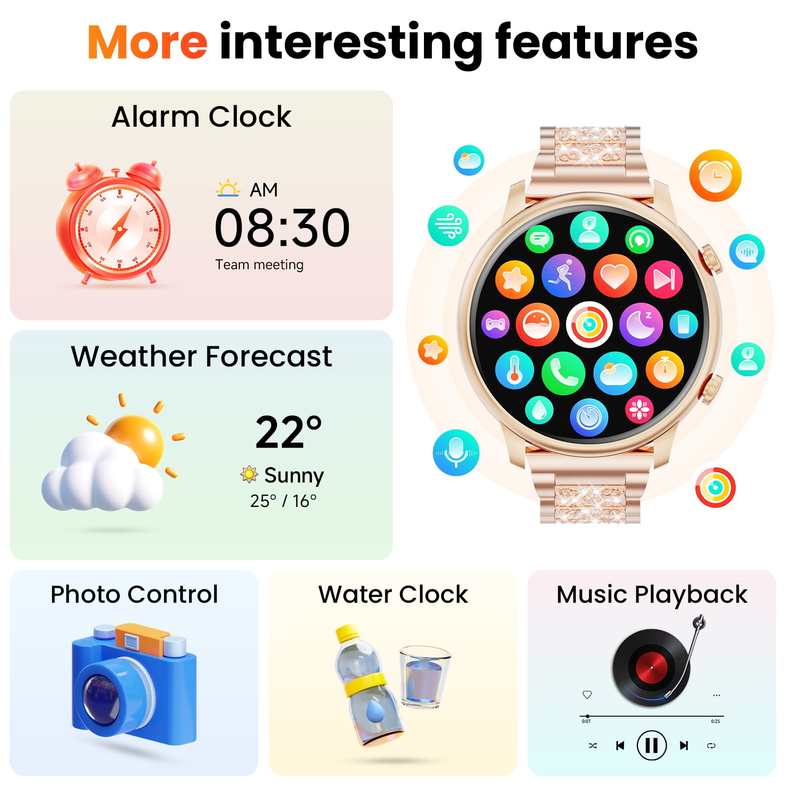 LZUEFK Smart Watch(Answer/Make Call), Smartwatch fits for Android and Iphone, 1.39" HD Fitness Watch with 100 Sports Modes, Waterproof, Activity Smart Watches for Women, Two Straps, Gold