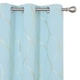thumbnail image 1 of Deconovo Cortinas opacas con estampado de ondas doradas para dormitorio, con aislamiento térmico para sala de estar, oscurecedoras (azul cielo/ondas, 107 x 183 cm, 2 paneles), 1 of 7