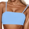 thumbnail image 2 of Women tank top Removable Bandeau Bikini Top solid color sleeveless swimwear Adjustable Straps 2 in 1 print cropped camis Beach Pool, 2 of 7