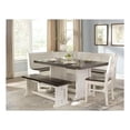 thumbnail image 2 of Pemberly Row Farmhouse 4 Piece Wood Breakfast Nook Set in White and Brown, 2 of 11