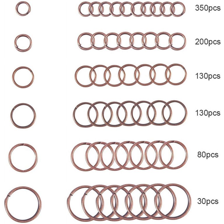 1Box 900 Pcs 6 Sizes 4 5 6 7 8 10mm Iron Split Rings Double Loop Jump Ring  for DIY Jewelry Making Red Copper 