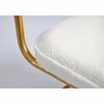thumbnail image 5 of Set of 2  Modern Rattan Dining Chairs, Cream Fleece Upholstered Armless Accent Chairs with Woven Rattan Backrest, Gold Metal Cantilever Legs for Kitchen, Dining Room, Living Room, Restauran, 5 of 8