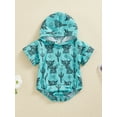 thumbnail image 2 of Coduop Baby Boys Summer Jumpsuit Bull Head Print Short Sleeve Hooded Romper for Newborn Infant, 2 of 8