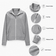 thumbnail image 3 of Womens Zip up Sweatshirt, Stand Collar Fleece Jackets No Hood, Lightweight Casual Solid Color Long Sleeve Zipper Front Fall Jackets with Pockets B-Gray S, 3 of 10