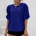 thumbnail image 4 of Camiseta holgada azul con mangas abullonadas y cuello redondo - Talla S Summer Chic, 4 of 8