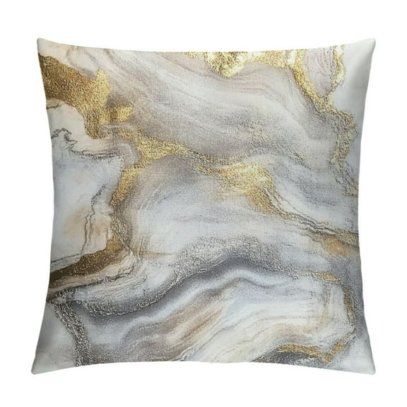 PRATYUS Marble Pillow Covers White Gold Marble Pattern Decorative Decor Cushion Cover for Bedroom Sofa Living Room Couch Chair Office 12x12in