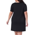 thumbnail image 3 of Camisones de Talla Grande para Mujeres Agnes Orinda, Manga Corta, Volantes, Mini, Ropa de Dormir Casual, Camisetas de Pijama, Vestido 4X Negro, 3 of 6