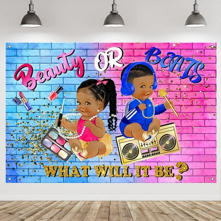 90S Baby Graffiti Cool Gender Reveal Round Backdrop