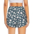 thumbnail image 4 of Uemuo Blue Flower Pattern Women's Athletic Shorts High Waisted Running Shorts with Liner Pockets Gym Elastic Workout Shorts-, 4 of 9
