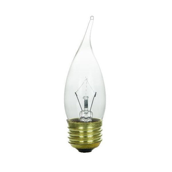 Sunlite 40 Watt Flame Tip Chandelier, Medium Base, Clear