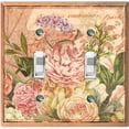 thumbnail image 1 of Metal Light Switch Plate Outlet Cover Beige Floral Leaf Letter Damask FLW057, 1 of 13