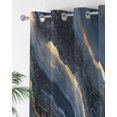 thumbnail image 2 of Abstract Marble Texture Thermal Insulated Blackout Curtains for Bedroom 24 Length Gradient Blue Gold Wave Art Room Darkening Curtain 1 Panel Grommet Window Curtain Drape for Living Room Nursery Room, 2 of 7