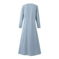 thumbnail image 5 of Robe en Coton et Lin pour Femmes Col Rond Imprimé Manches Longues Décontractée Ample Fluide de Vacances Longue avec Poches, 5 of 5