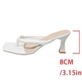thumbnail image 7 of Rokment Women's Kitten Heels Dress Flip Flop Slip on Sandals for Ladies Sexy Fashion Leather Square Toe Stiletto Heeled Thongs Dressy Slides Summer Beige Size 6, 7 of 7