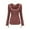 Brown, variant on Long Sleeve T Shirts for Women Slim Fitted Square Neck Tops Casual Lightweight