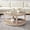 OAK, variant on Bezzze 40 inch Curved 2-Tier Round Wooden Coffee Table with Wheels, Mid Century Rustic Style for Living Room Office Apartment, Oak