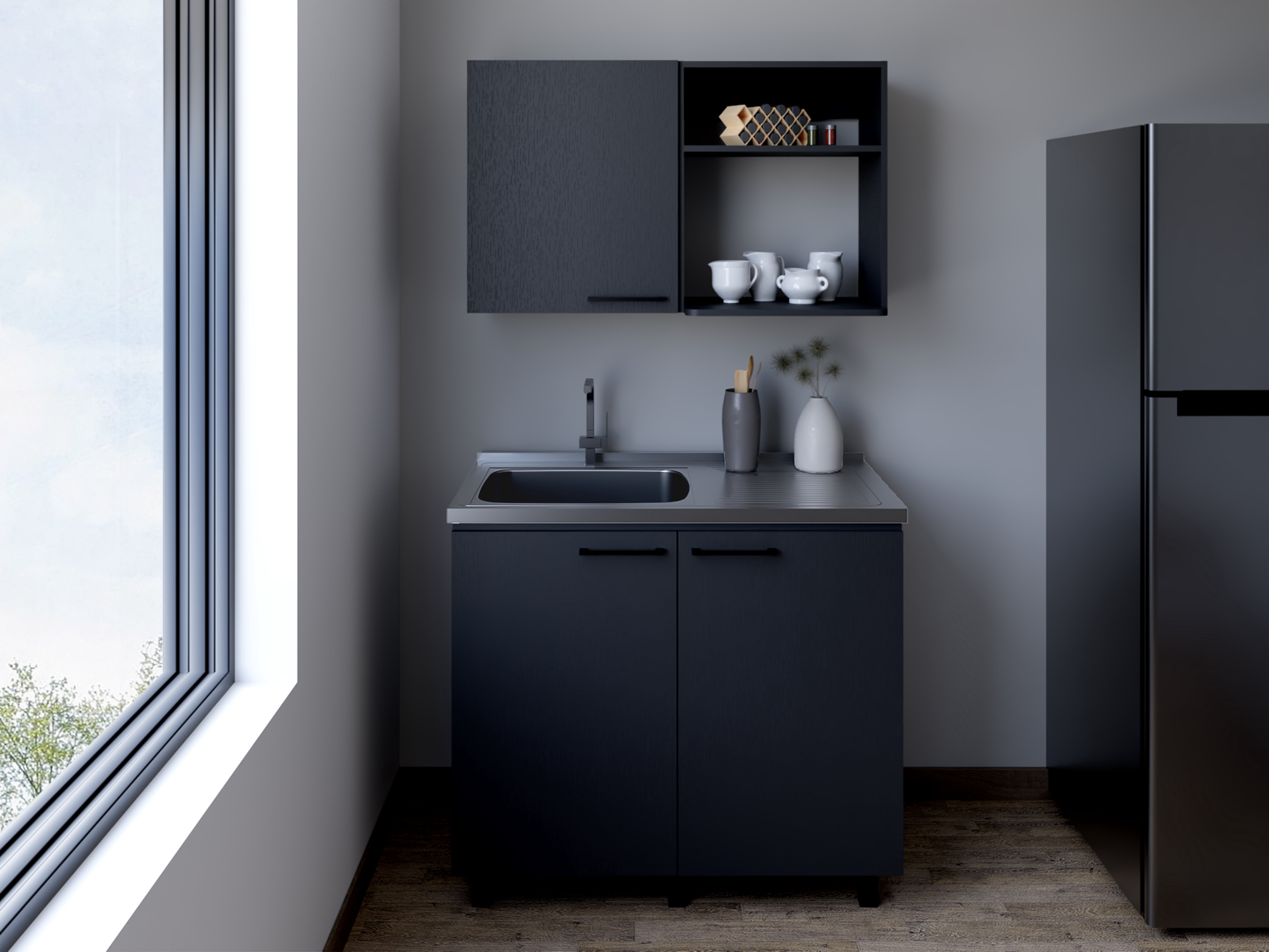 Rainlex 39" Freestanding Utility Sink Cabinet with Stainless Steel Countertop, Double Utility Basins, Soft-Close Storage Doors