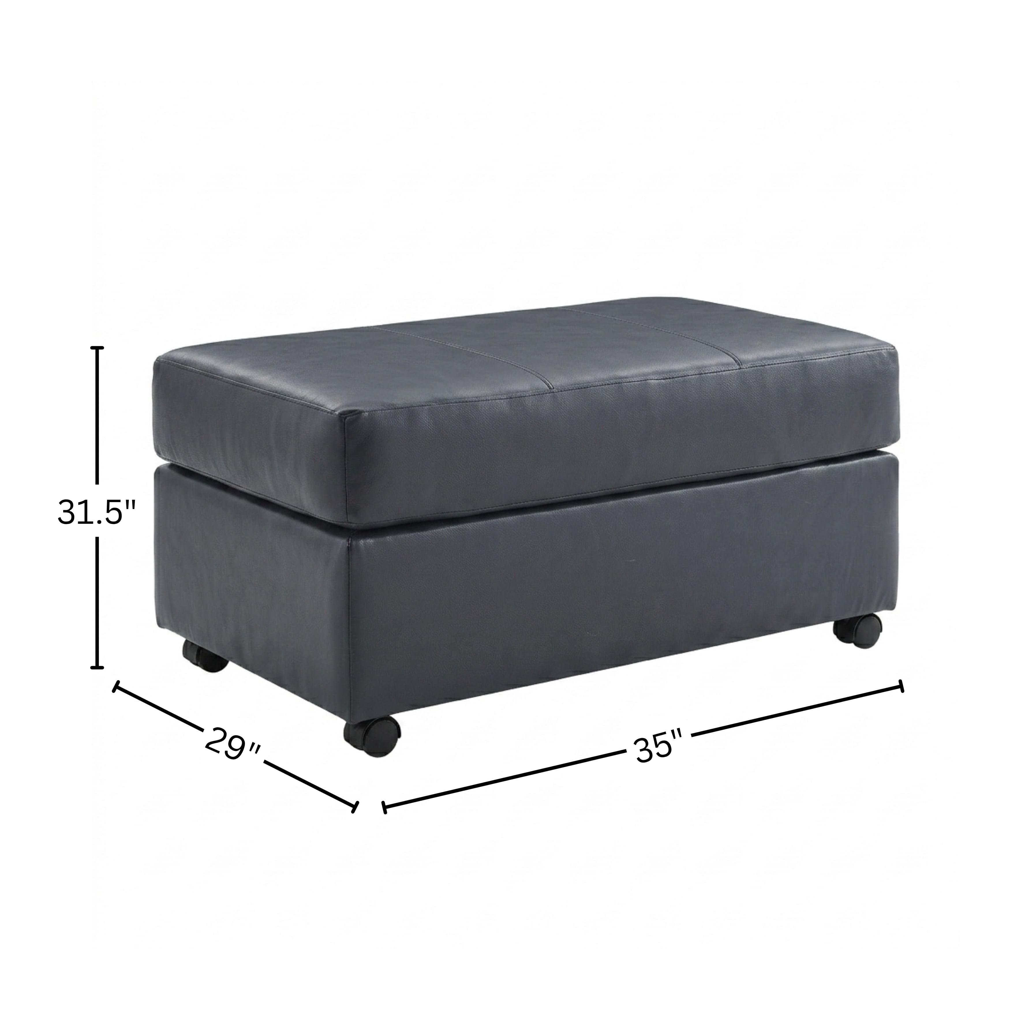 Roundhill Furniture Sakan Leather Upholstered Ottoman, Blue
