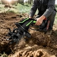 thumbnail image 2 of 24V 2-in-1 Cordless Tiller & Cultivator with Extension Pole, 2×4.0Ah Batteries Electric Garden Rototiller, Handheld Soil Cultivator for Weeding Trenching Lawn Care (2 * 24V Battery), 2 of 7