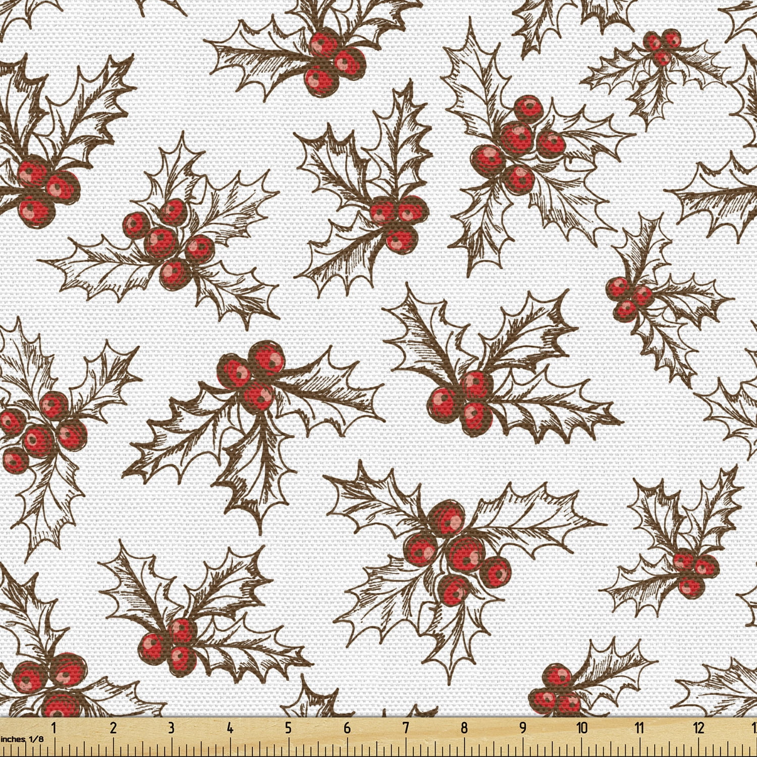 Christmas Upholstery Fabric by the Yard, Winter Season Harvest Holly ...