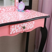 Ktaxon Kids Wooden Vanity Table and Stool Set with 3 Mirrors, Princess Makeup Dressing Table,Childrens Furniture
