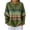 Army Green, variant on Waffle Knit colorful Striped Top for Women Long Sleeve Henley Button Casual Loose Fit Fall Layer