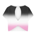 thumbnail image 5 of Hfnxid Womens Summer Top Loose Fit Cap Sleeve Workout Shirts Open Back Gradient Tops Casual Athletic Gym Running Tees Pink S, 5 of 6